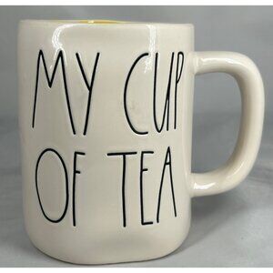 Rae Dunn LL "My Cup Of Tea" Ceramic Mug With Yellow Interior Artisan Magenta